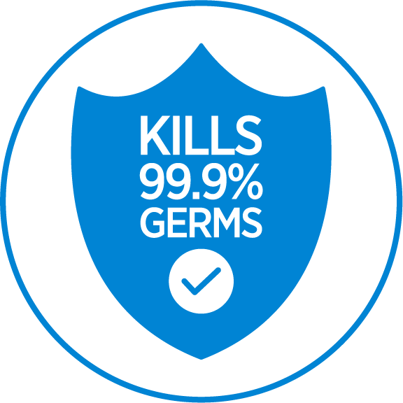 Kills 99.9% of germs